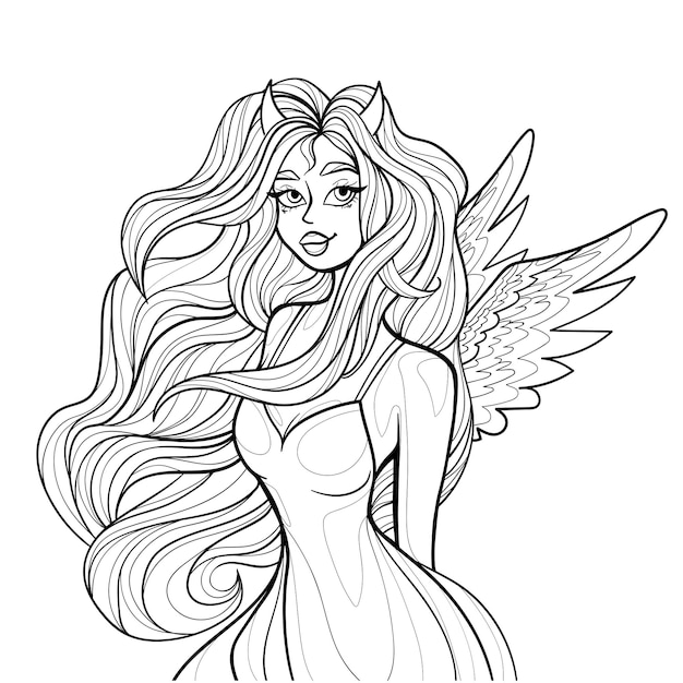 Beautiful girl Line Art