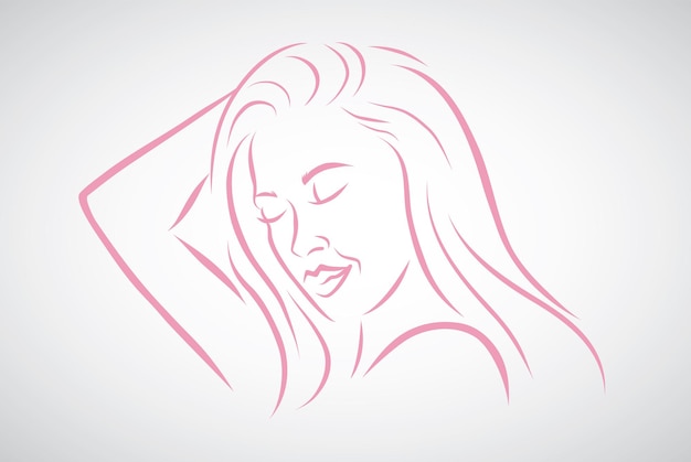 Beautiful Girl Sexy Woman Logo Design Simple Line Vector Art Stylized Drawing