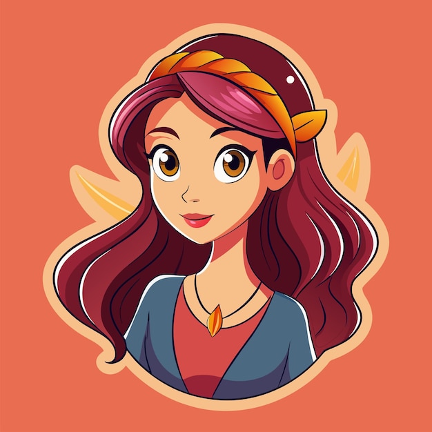 beautiful girl sticker vector