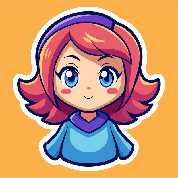 Vector beautiful girl sticker