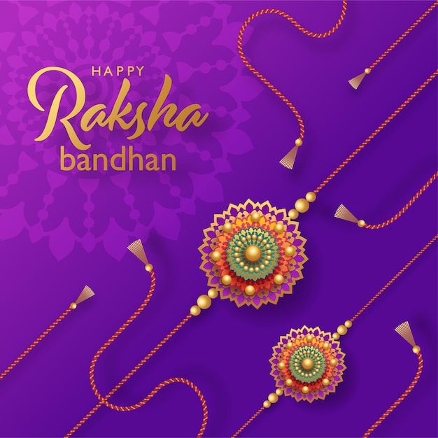 Beautiful gold raksha bandhan greeting card