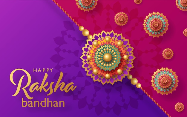 Beautiful gold raksha bandhan greeting card