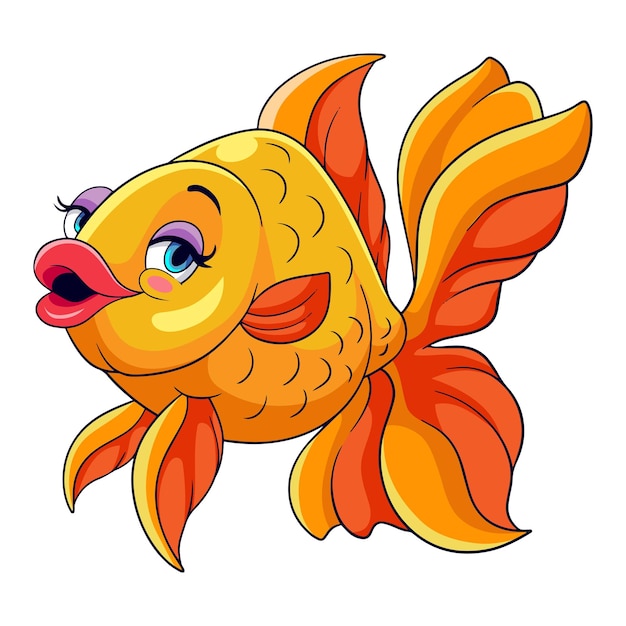 Beautiful goldfish cartoon isolated on white background