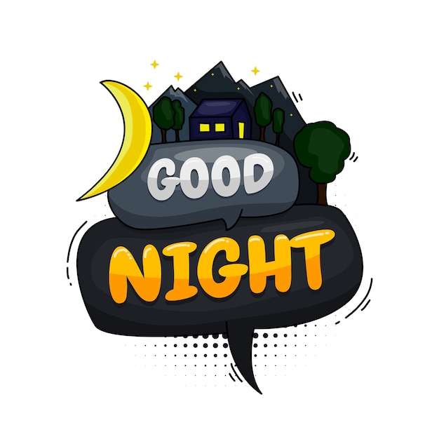 Beautiful good night. message poster comic speech bubble