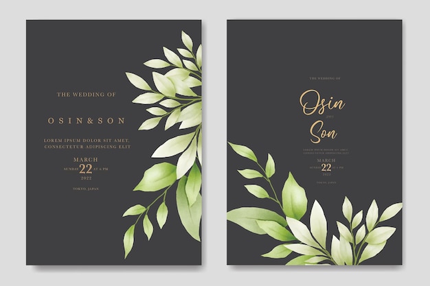 Beautiful Green Leaf Wedding Invitation card