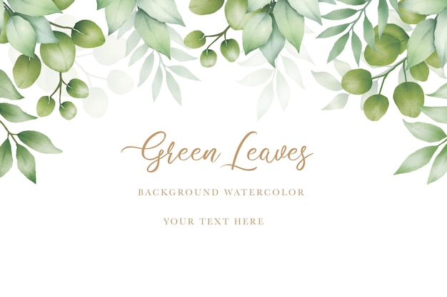 beautiful green leaves background watercolor