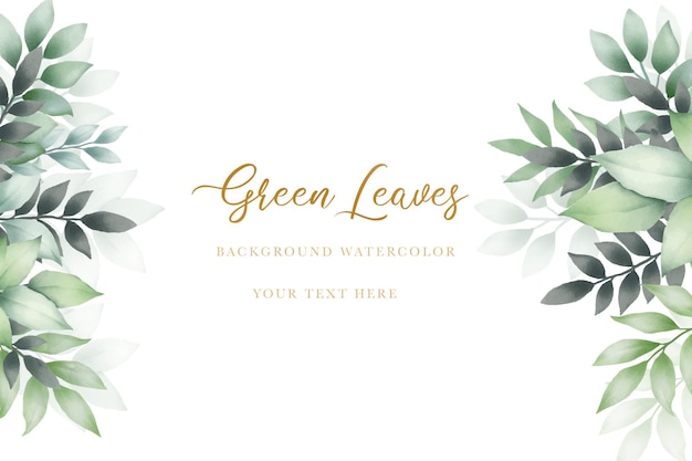 Beautiful green leaves background watercolor