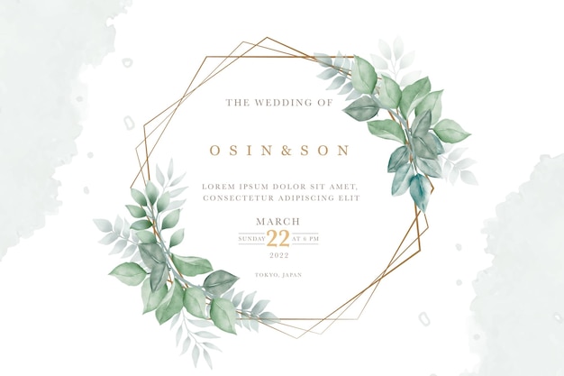 beautiful green leaves watercolor wreath collection