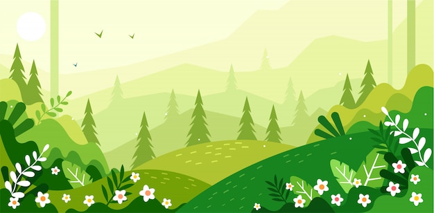 Beautiful Green Scenery Illustration