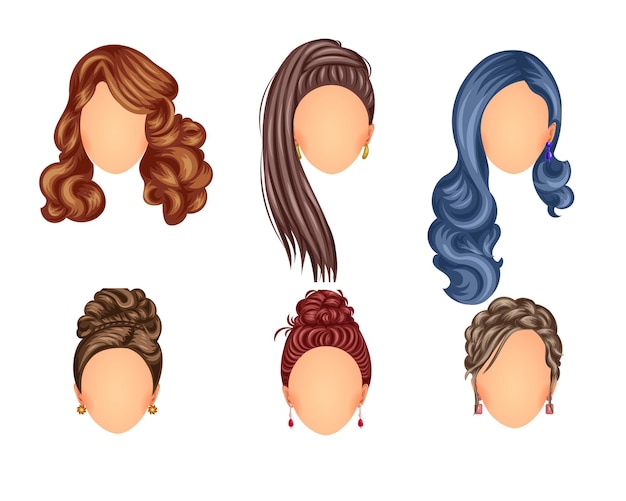 Beautiful hair styles set