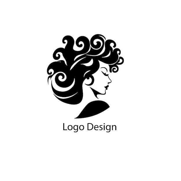 Vector beautiful hairstyle lady logo vector design