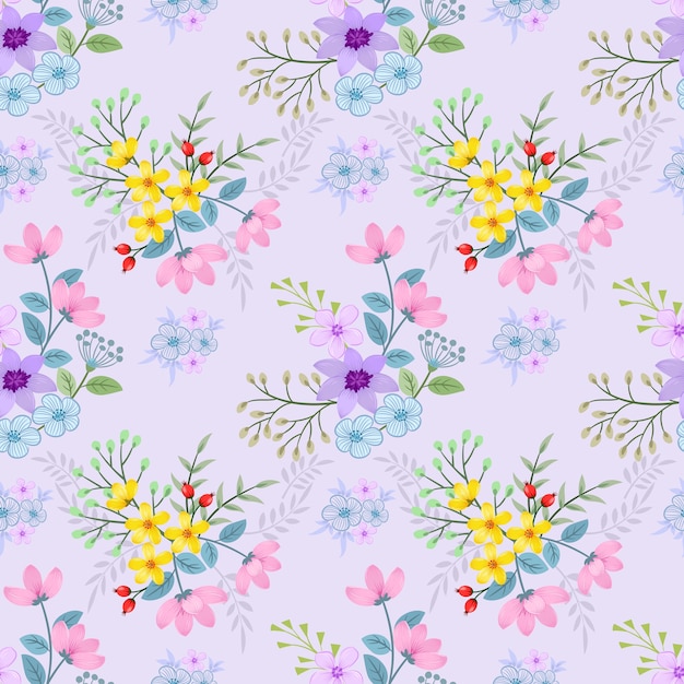 beautiful hand draw flowers seamless pattern background.