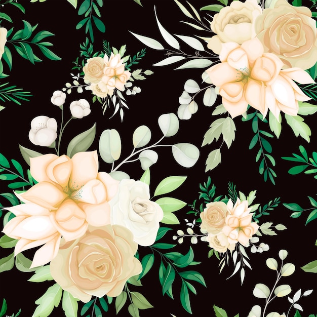 beautiful hand drawing floral seamless pattern