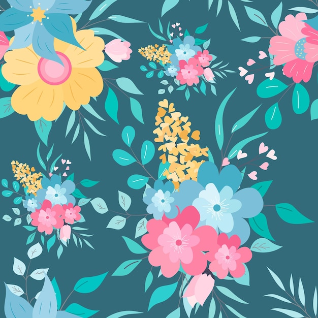 beautiful hand drawing floral seamless pattern