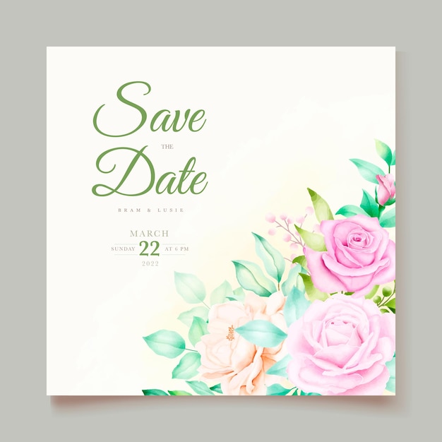 Beautiful hand drawing wedding invitation floral design