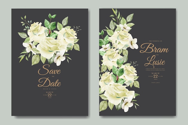 Vector beautiful hand drawing wedding invitation floral design