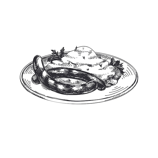 Beautiful  hand drawn austrian food Illustration.