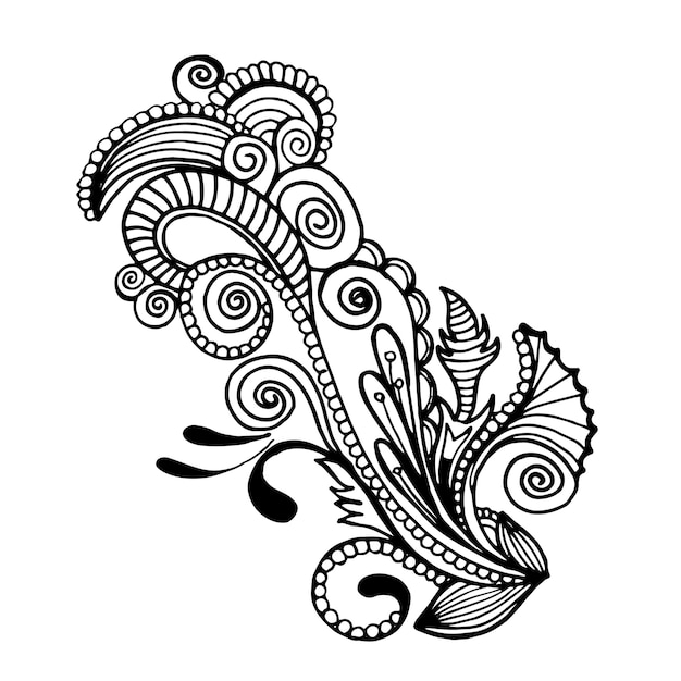 Beautiful Hand Drawn Black and White Floral Element