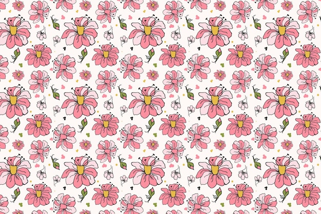 beautiful hand drawn cherry blossom pattern background