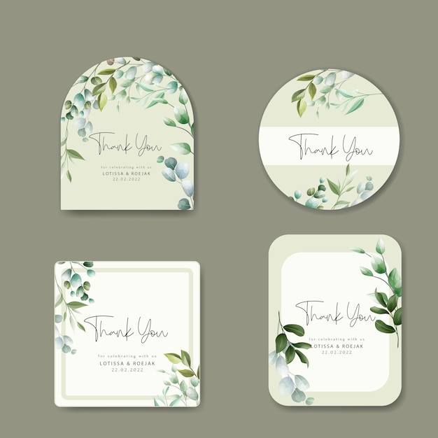 beautiful hand drawn eucalyptus leaves label collection