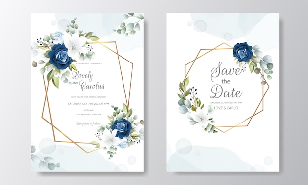 Beautiful Hand Drawn Floral Wedding Invitation Card