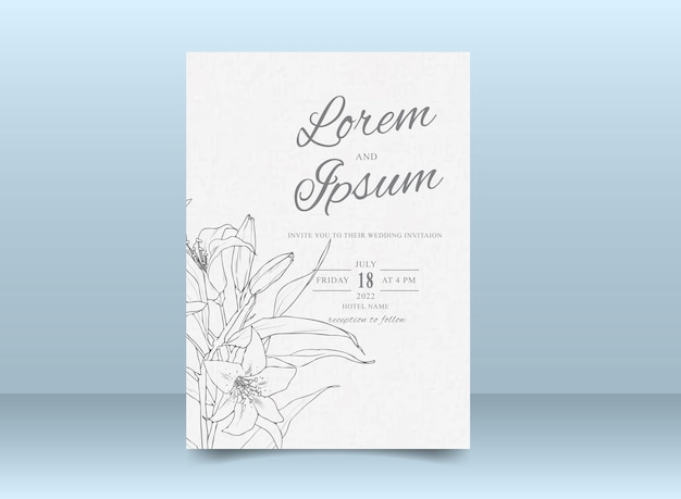 Beautiful Hand Drawn Floral Wedding invitation card