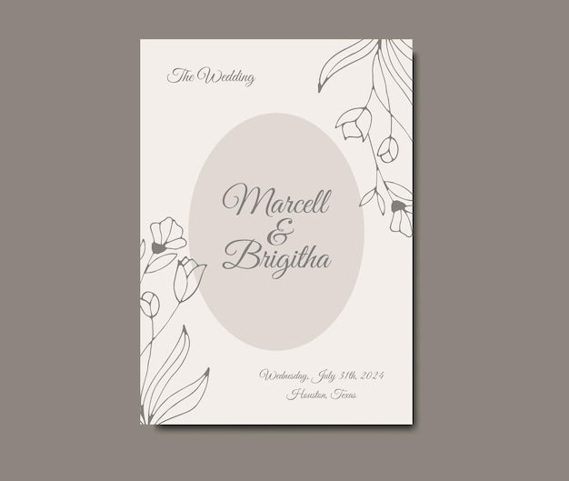 Vector beautiful hand drawn floral wedding invitation designs