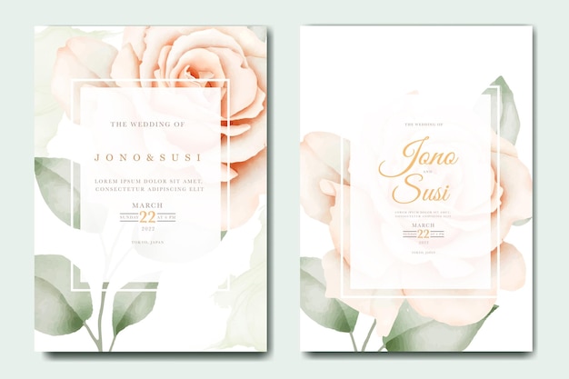 Beautiful hand drawn flower wedding invitation card set