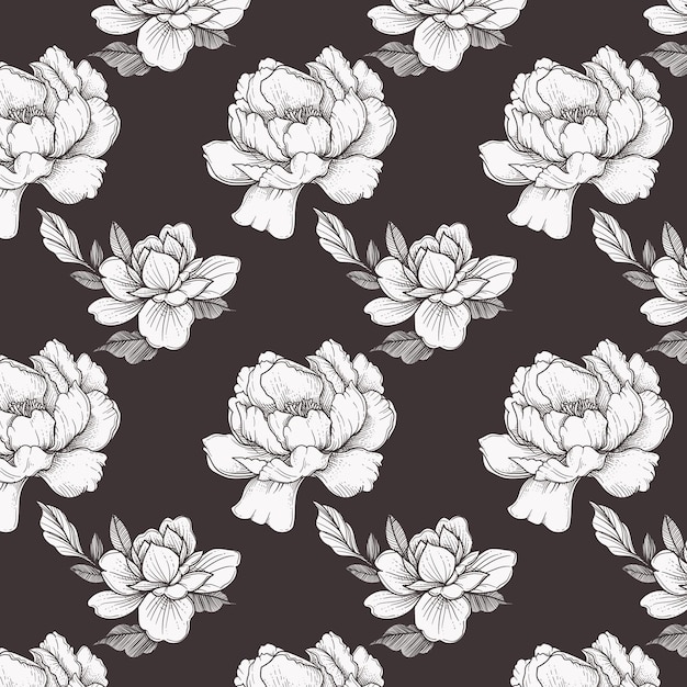 beautiful hand drawn flowers pattern background