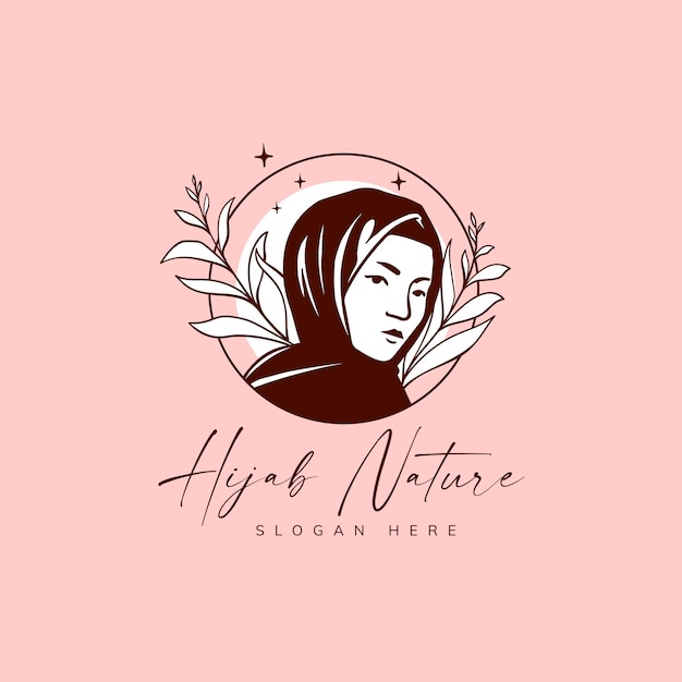 beautiful hand drawn hijab logo