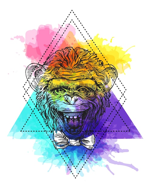 Beautiful hand drawn illustration head of monkey Sketch style Use for poster tattoo print for tshirt