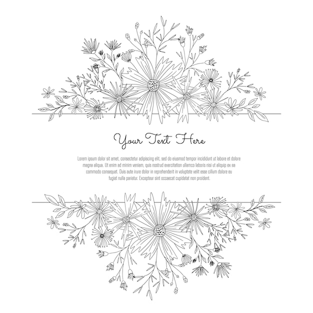 Beautiful Hand Drawn Line art Greeting and wedding card