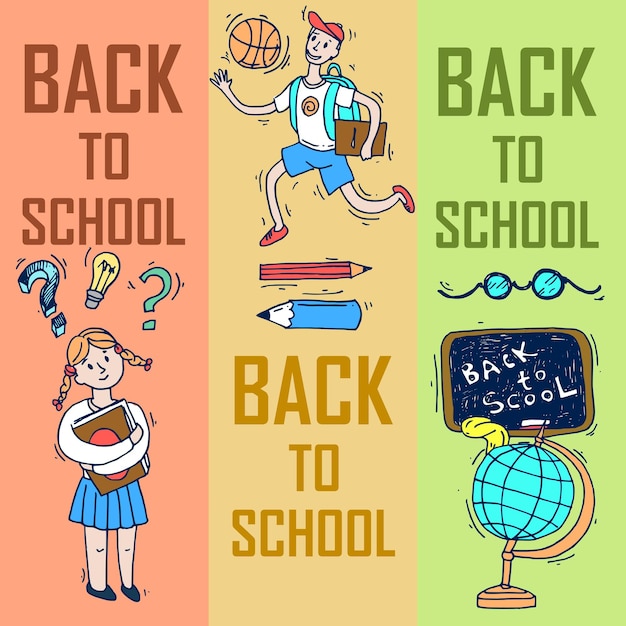 Beautiful hand drawn set of vector illustration back to school Doodle style