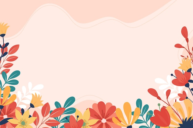 Beautiful hand drawn spring background with flowers