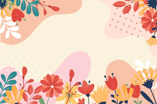 Beautiful hand drawn spring background with flowers