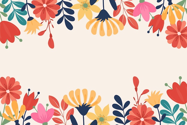 Beautiful hand drawn spring background with flowers