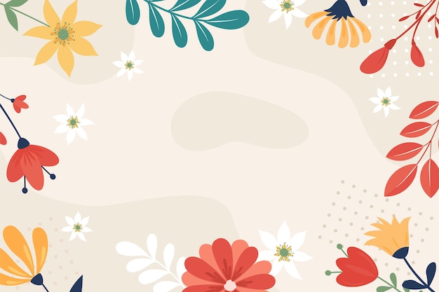 Beautiful hand drawn spring background with flowers