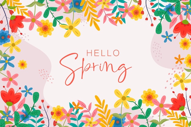 Beautiful hand drawn spring flower background