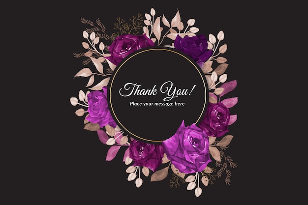 Beautiful hand drawn thank you card with water color floral background Premium Vector