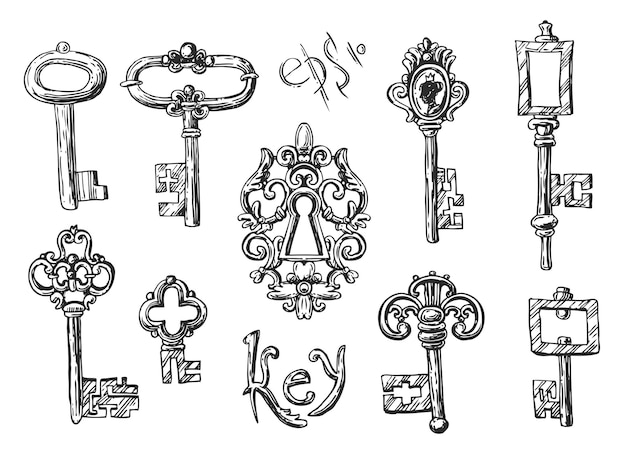 Beautiful hand drawn vector illustration sketch keys for your design