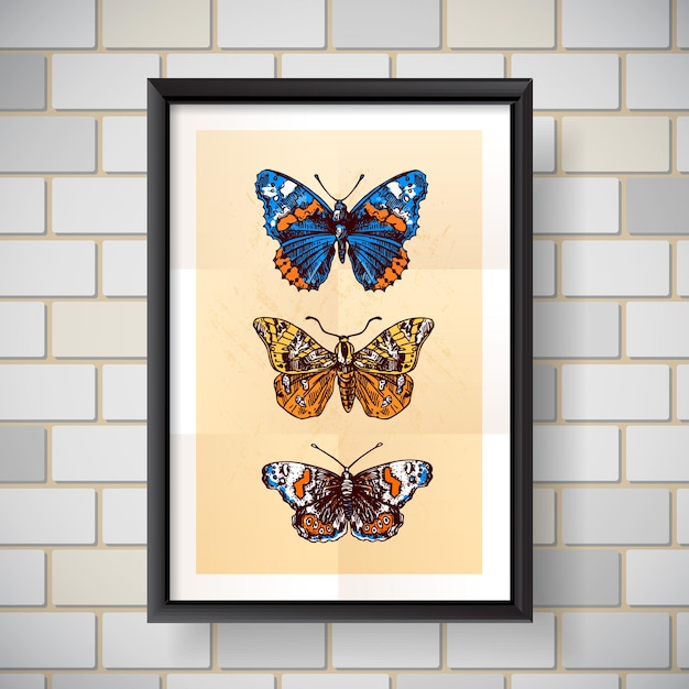 Beautiful hand drawn vector illustration sketching of butterflies Boho style drawing Use for postcards print for tshirts posters wedding invitation