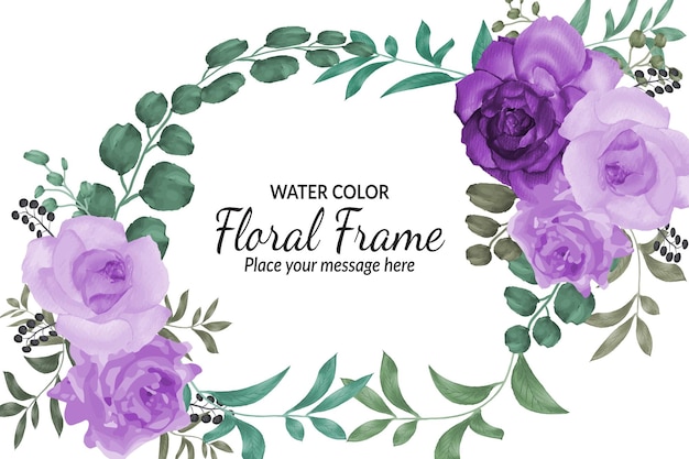 Beautiful hand drawn watercolor floral background with text template Free Vector