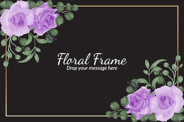 Beautiful hand drawn watercolor floral frame background with sample text template Premium Vector