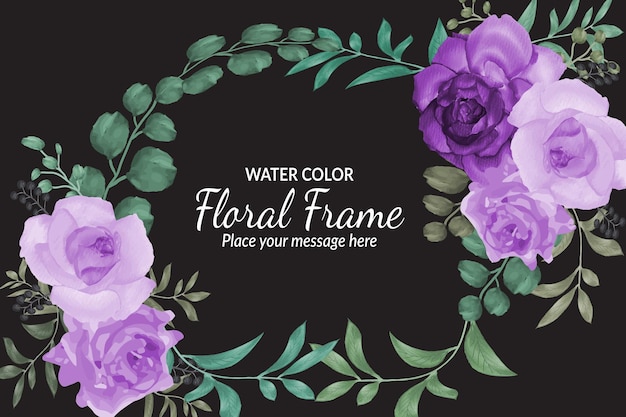 Beautiful hand drawn watercolor floral frame background with sample text template Premium Vector