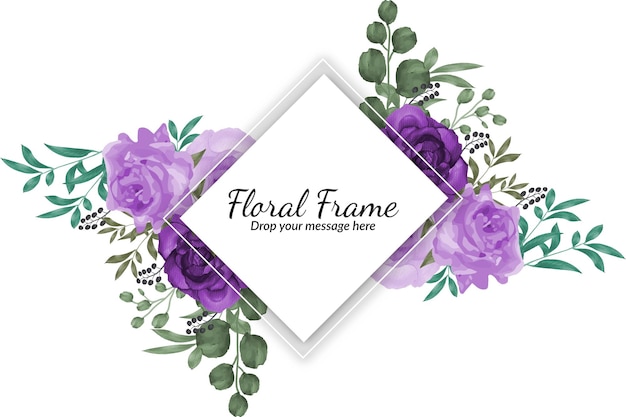 Beautiful hand drawn watercolor soft purple flowers background with text template Free Vector