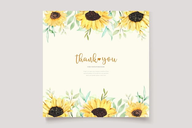 beautiful hand drawn watercolor sunflower invitation card set