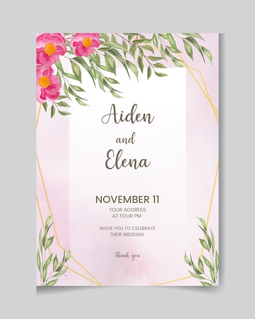 Beautiful hand drawn wedding card template