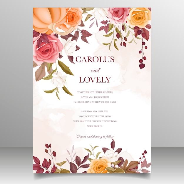 Beautiful hand drawn wedding invitation card template