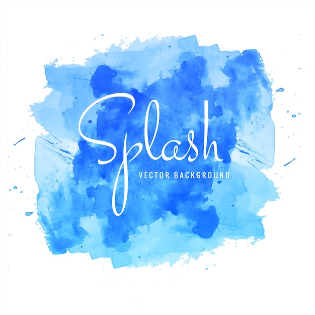 Beautiful hand paint watercolor blue splash on white design