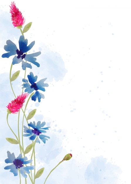 Beautiful hand painted floral background in watercolor style